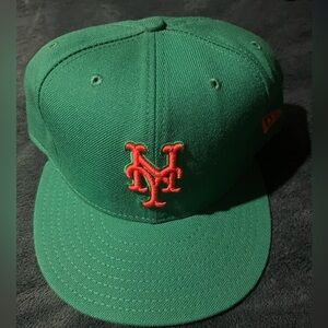 Green New York Mets New Era Cap with Orange Logo Size 7-7/8